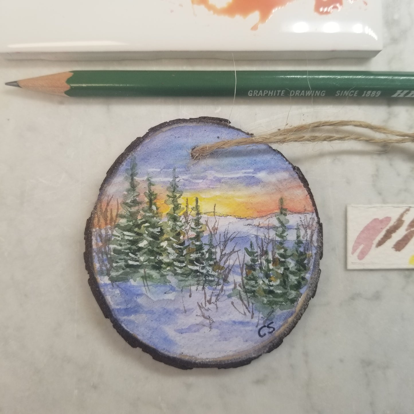 Hand Painted Watercolor Wood Ornaments