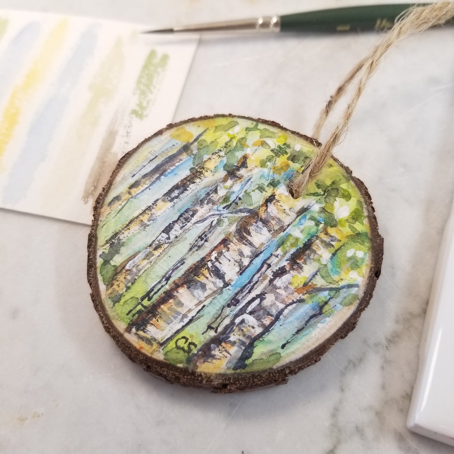 Hand Painted Watercolor Wood Ornaments