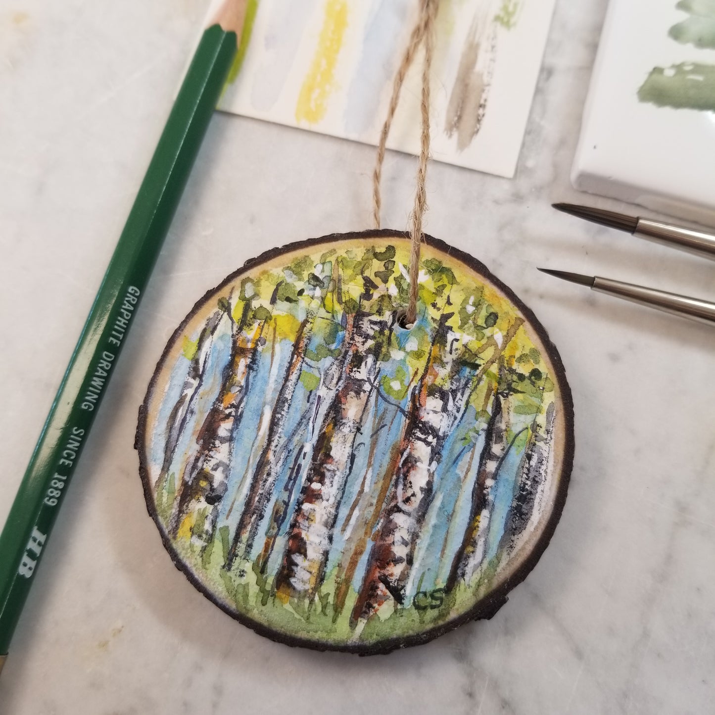 Hand Painted Watercolor Wood Ornaments