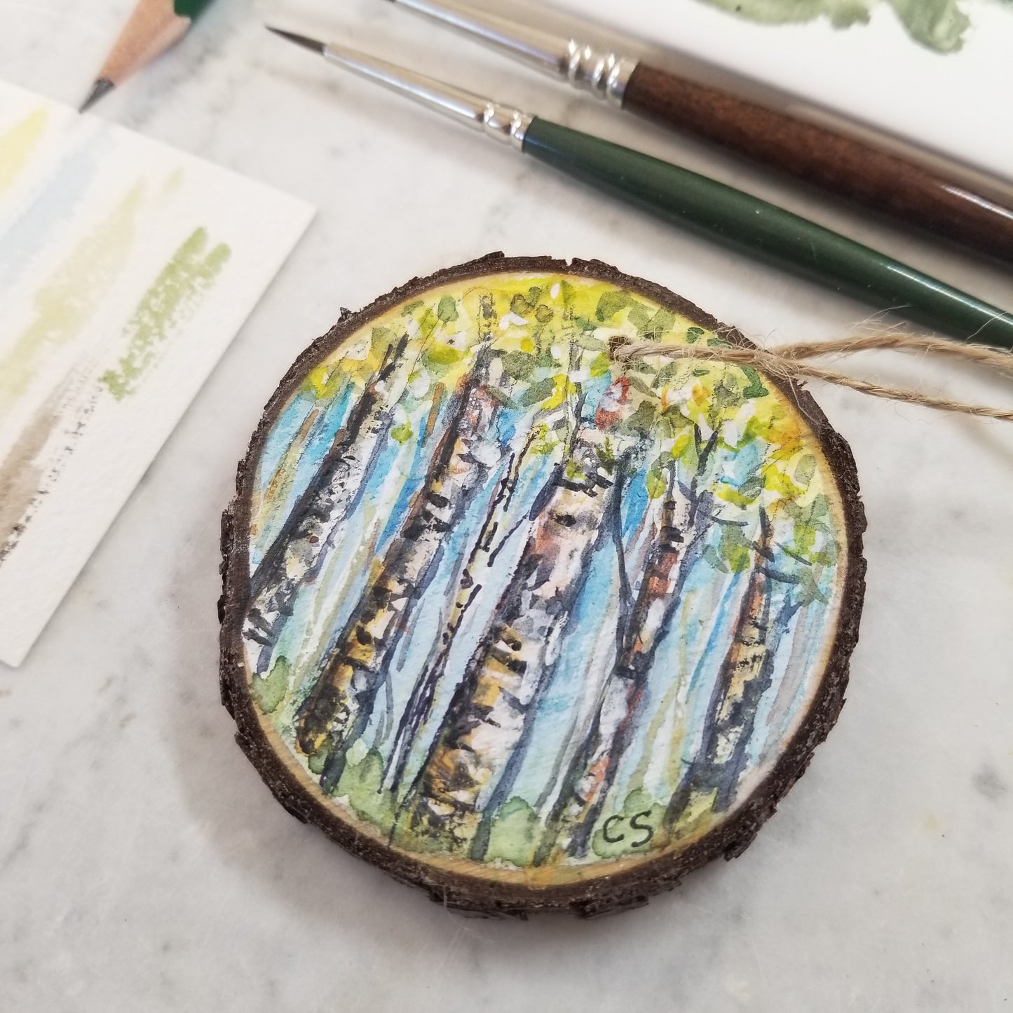 Hand Painted Watercolor Wood Ornaments