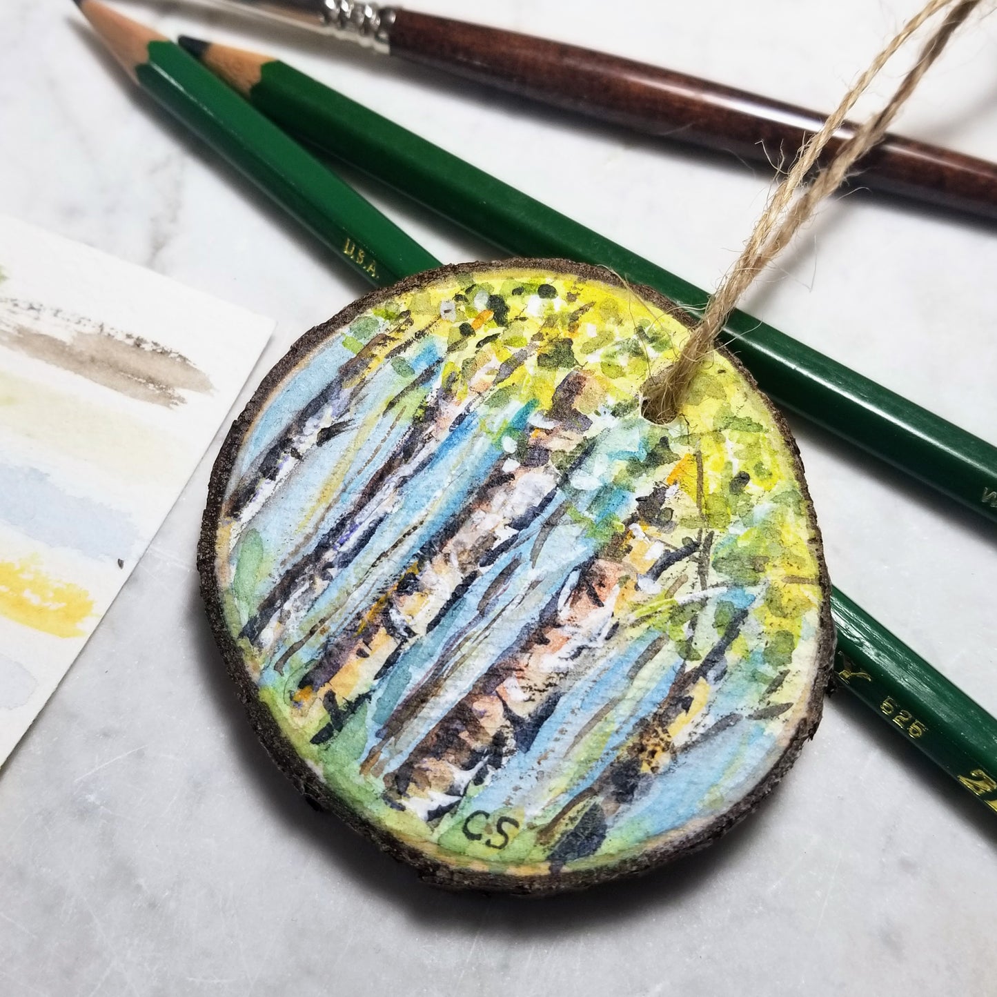 Hand Painted Watercolor Wood Ornaments