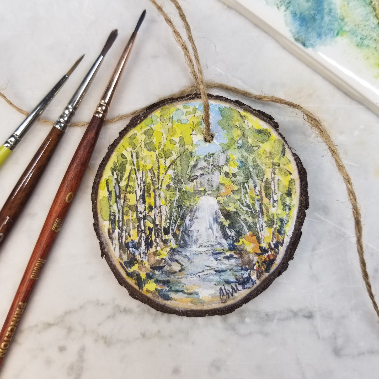 Hand Painted Watercolor Wood Ornaments