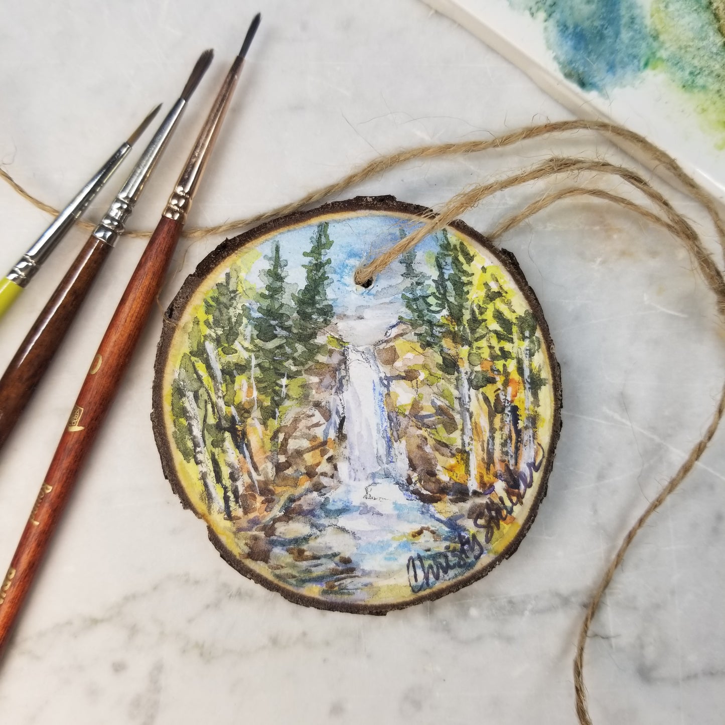 Hand Painted Watercolor Wood Ornaments