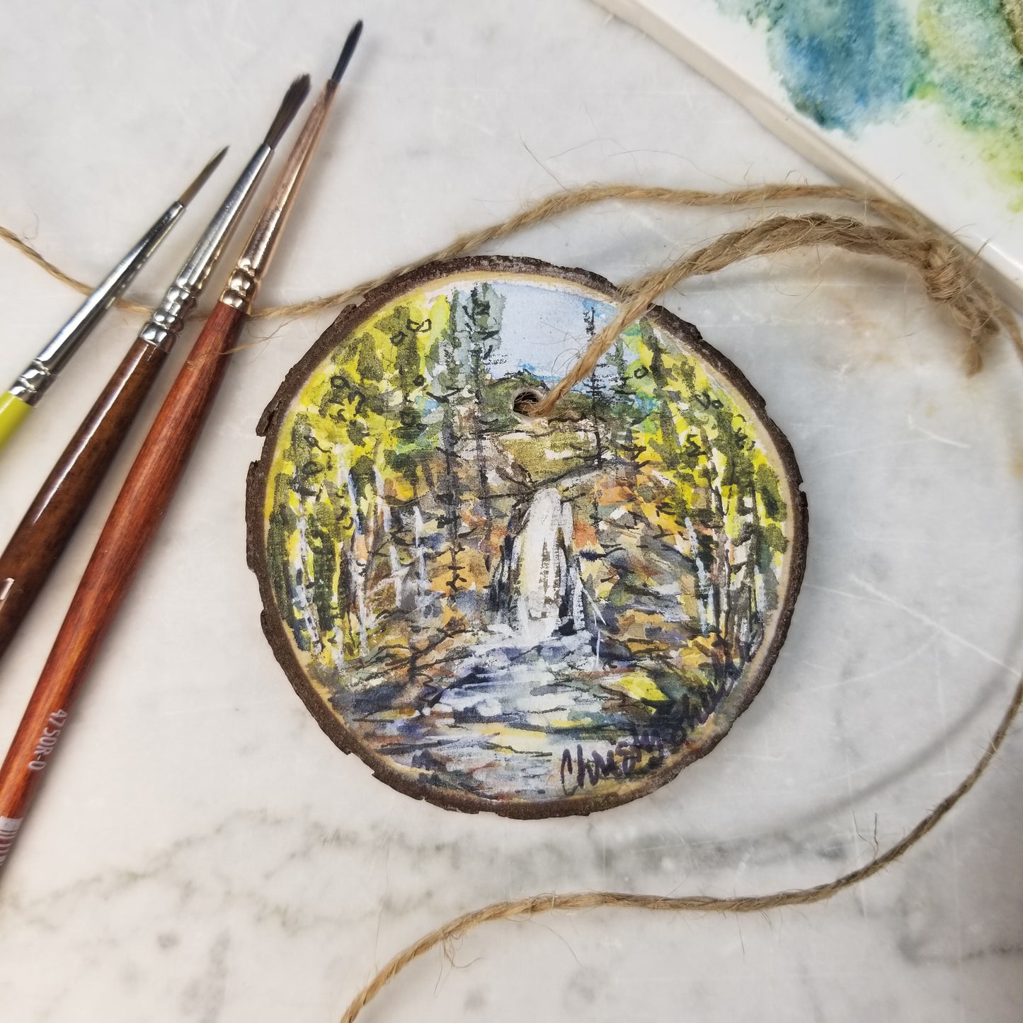 Hand Painted Watercolor Wood Ornaments