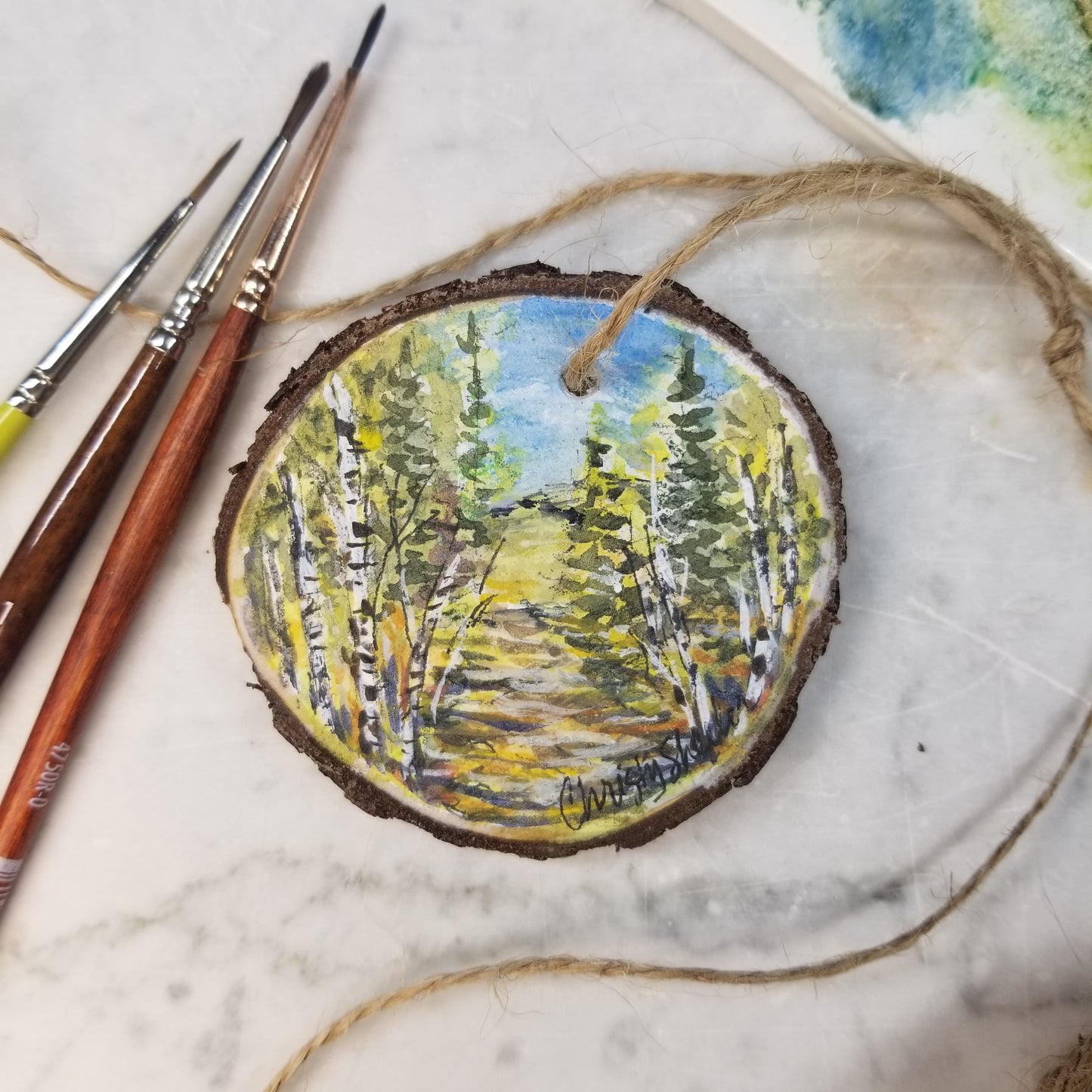 Hand Painted Watercolor Wood Ornaments