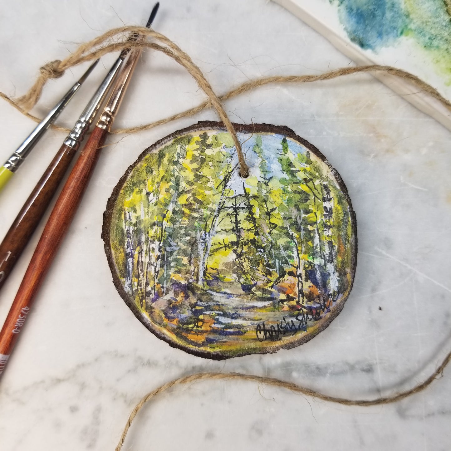 Hand Painted Watercolor Wood Ornaments
