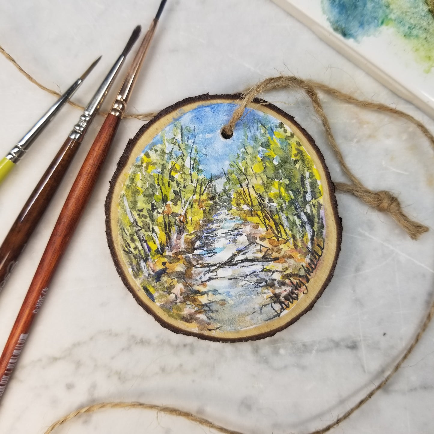 Hand Painted Watercolor Wood Ornaments