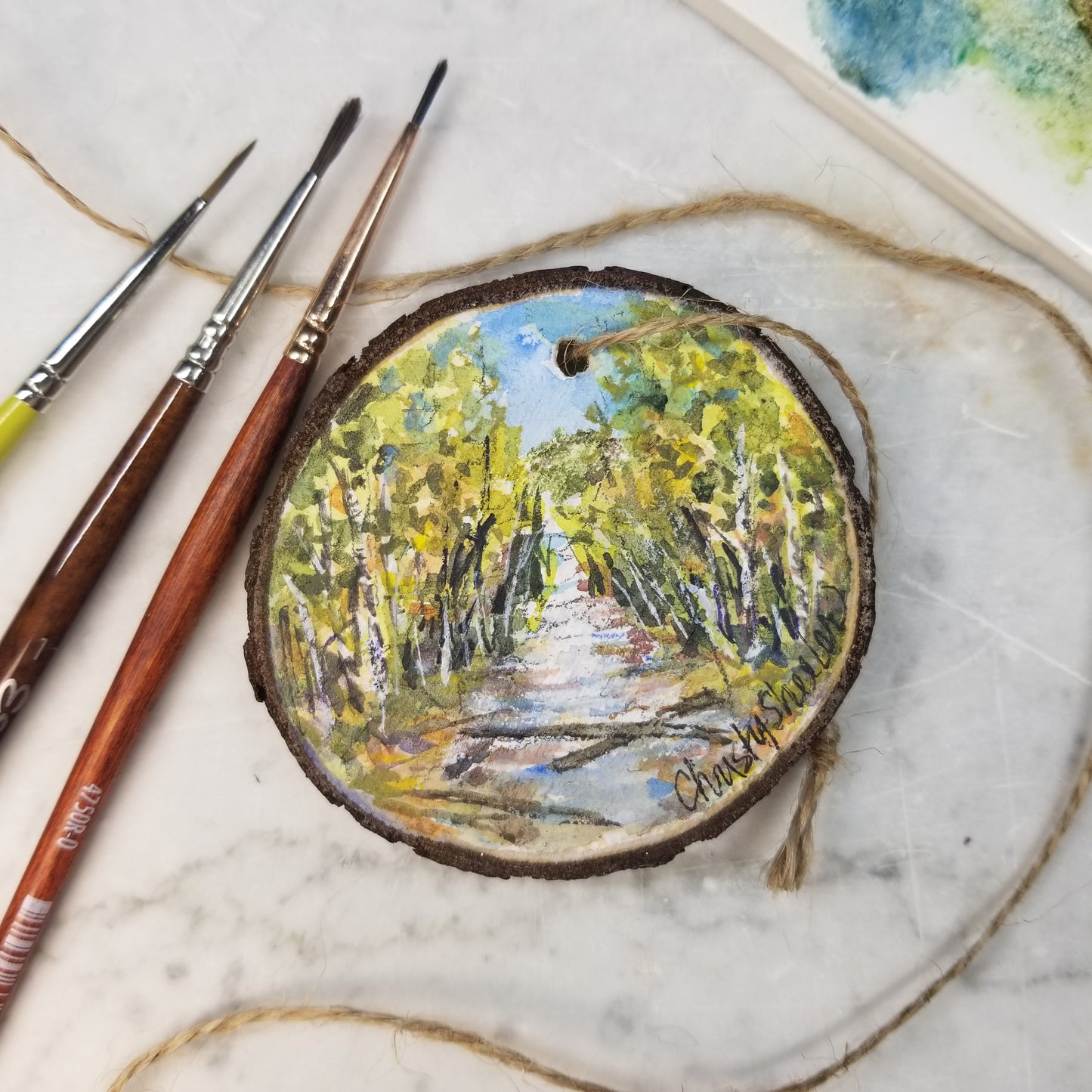Hand Painted Watercolor Wood Ornaments