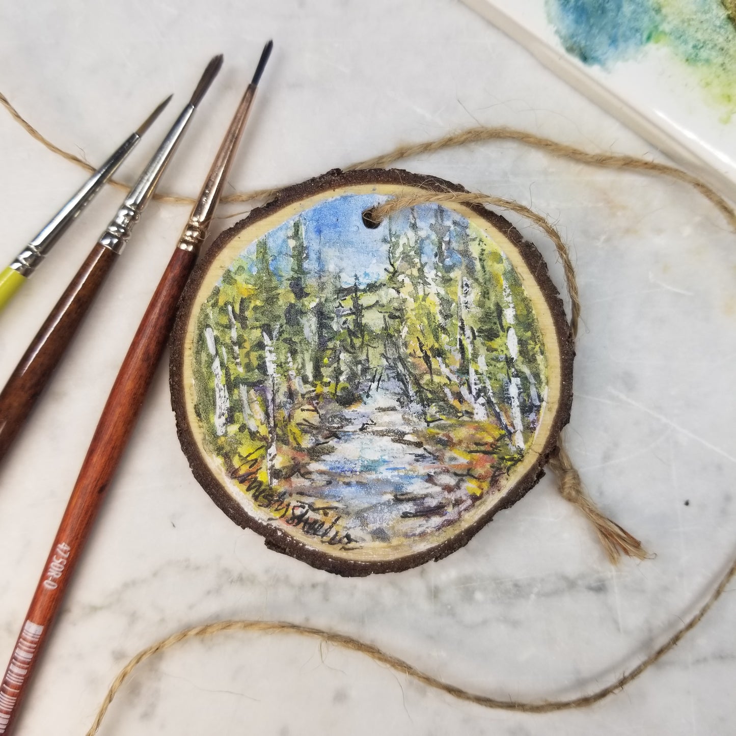 Hand Painted Watercolor Wood Ornaments