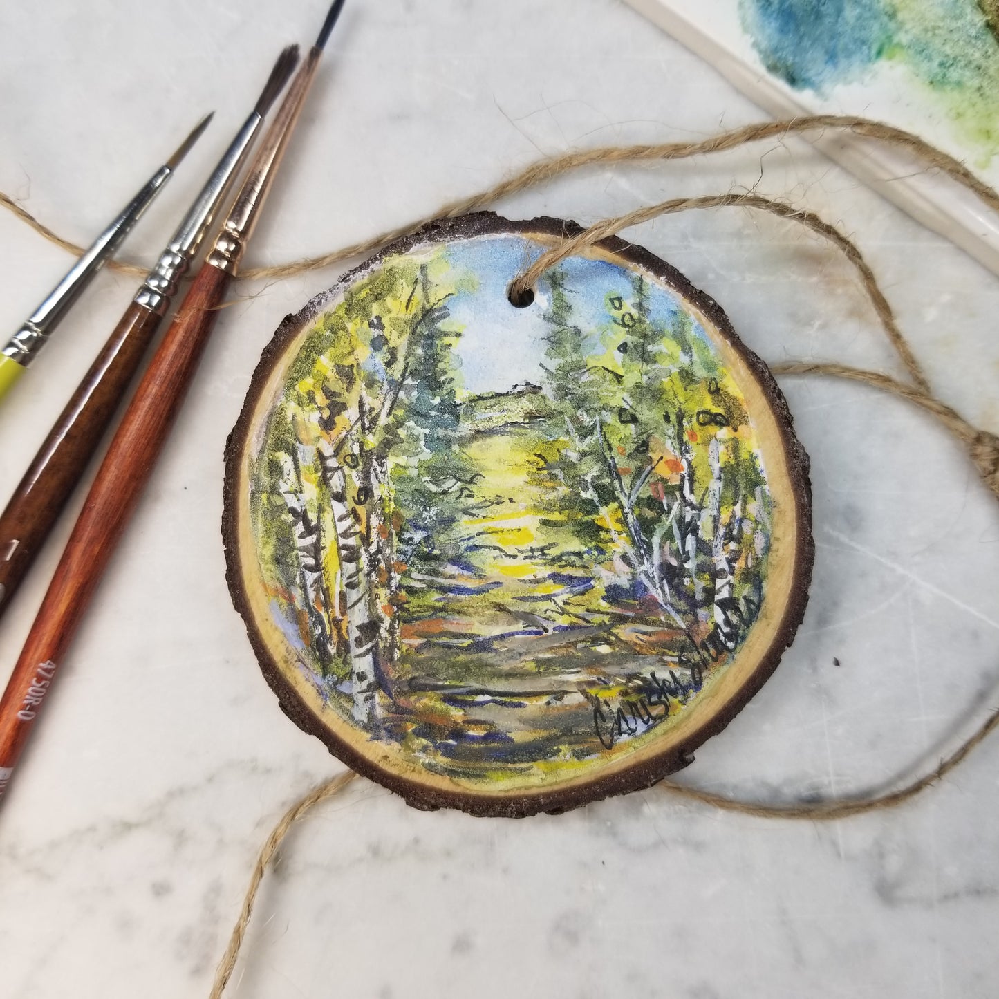 Hand Painted Watercolor Wood Ornaments