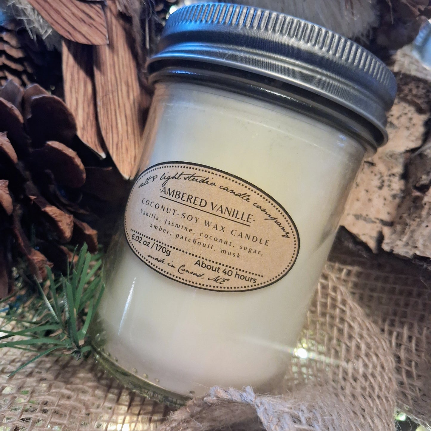 Hand Poured Coconut Soy Candles - Natural, Non-Toxic, 40 Hours Burn Time